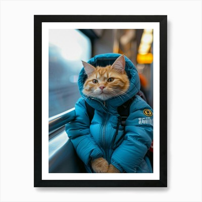 Die süße Katze lächelt, trägt Bl gerahmtes Wandbild Poster Leinwanddruck Bild