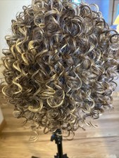 Garbo Curly Long Lace Cap Dark Brown Blonde 19?Synthetic Big Hair. Very Nice205