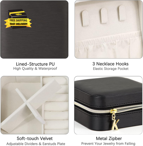 Small Jewelry Boxes for Women | Portable Travel Jewelry Case | Wire Drawing Leat - Bild 4 von 8