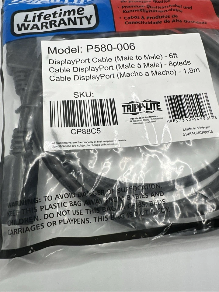 Tripp Lite P582-006 DisplayPort to HDMI Cable | Black | High-Quality Signal | 6F - Image 4 of 4