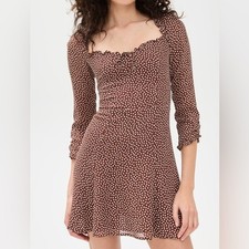 Reformation Remi Polka Dot Mini Dress in Chico Brown Dot