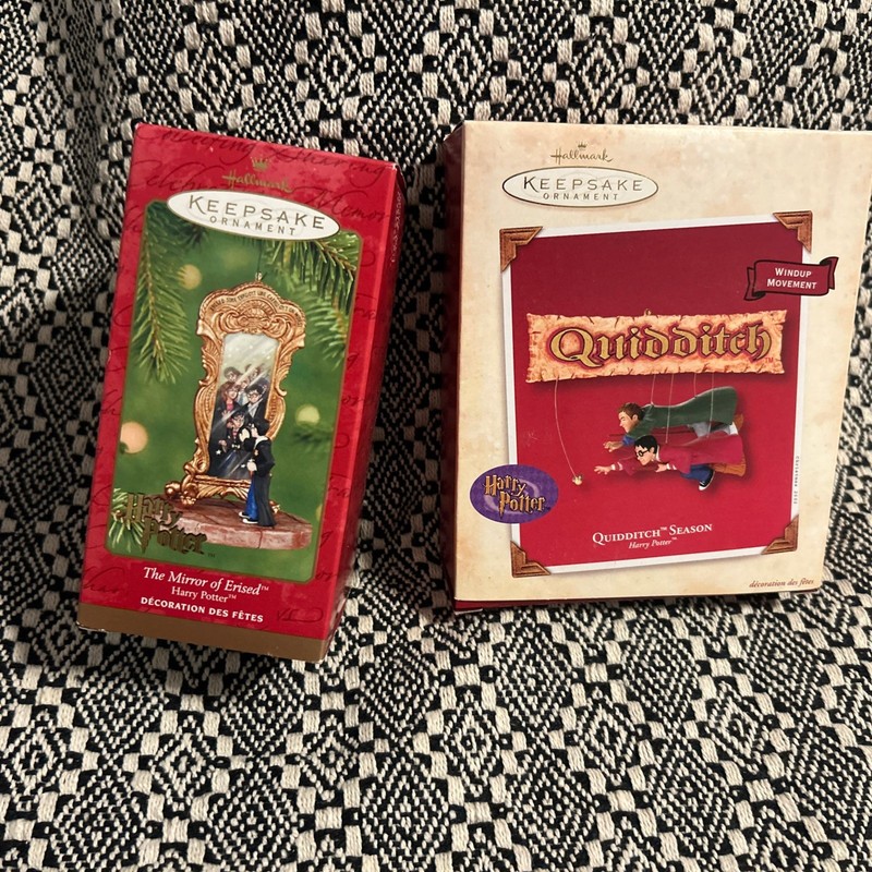 Hallmark 2002 Harry Potter QUIDDITCH SEASON  Ornament Windup + HP mirror Erised