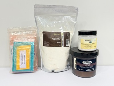 Lot of Soap Making Supplies Mica Powder, 1 lb Kaolin Clay, Titanium Dioxide