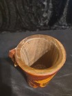7" Vintage leather encased wooden vase or cup Engraved Fila Burgess handmade — photo 5