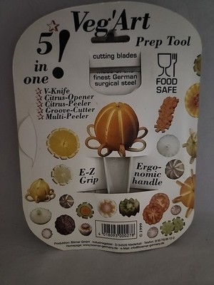 Borner Veg'Art 5-in-1 Prep Tool (V-Knife, Citrus-Peeler/Opener, Groove cutter)