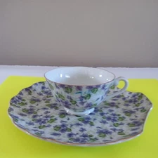 Vintage Lefton China  Hand Painted Reg US Pat.Off , NE638V-NP, Cup & Snack Plate