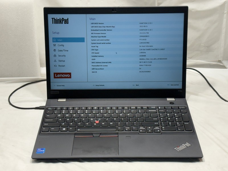 Lenovo ThinkPad P15s Intel core i7-1165G7 @2.80GHz 16GB RAM Laptop No/ hdd