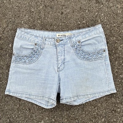 Vintage Y2K Hot Bottoms Denim Shorts Light Wash Stretch Size 11/12 Womens
