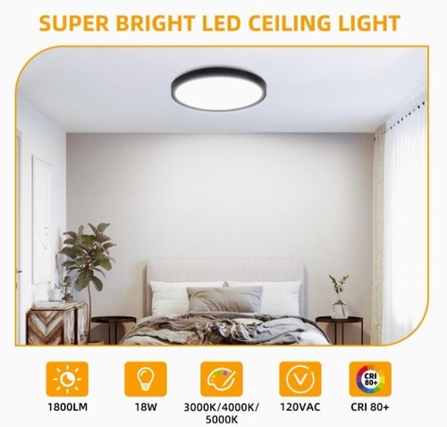 6 Pack 9 Inch Flush Mount LED Ceiling Light Fixture,18W 1800LM Super Slim Ligh.. - Picture 3 of 6