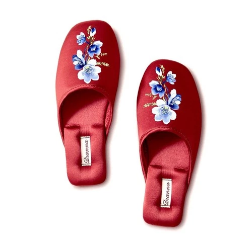 Satin Home Slippers for Women's Non-Slip High-Quality, US 10.5 (EU42-43) Claret