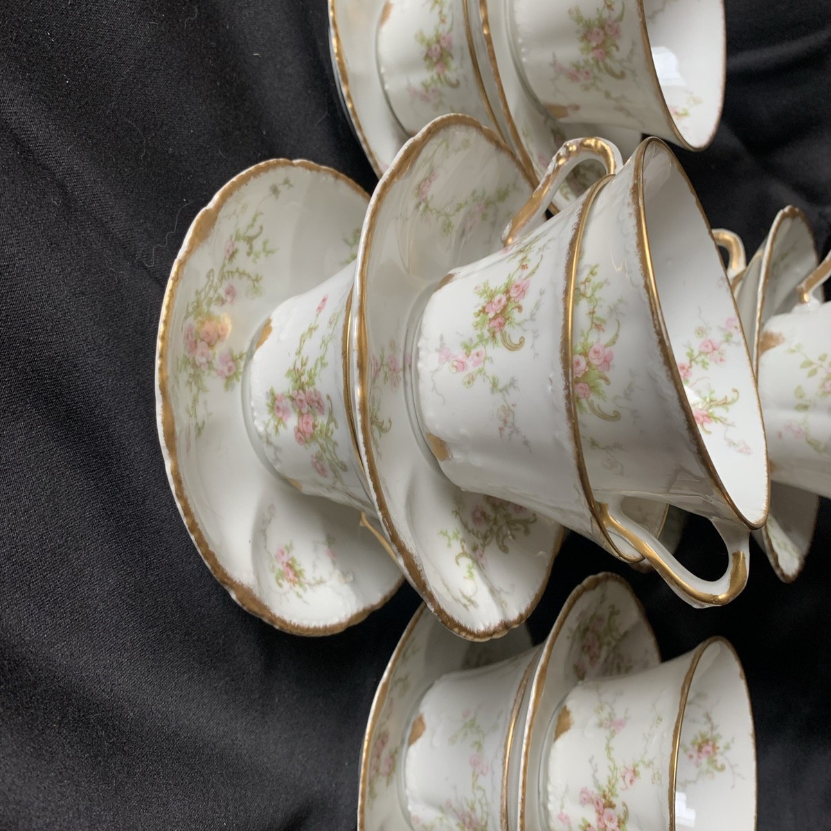 theodore haviland limoges france gold trim Spray Of Pink Roses Tea