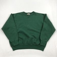 Hanes Premium Weight Mens Large Green Crew Neck Sweatshirt Vintage 90s Blank