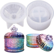 Vintage Jar Resin Mold with Lid Silicone Storage Box Mould for Epoxy Casting DIY