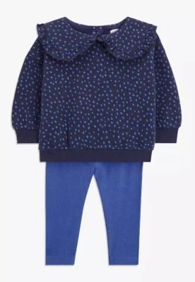John Lewis Baby Mädchen marineblau Fleck Sweatshirt & Leggings Set - verschiedene Größen - *neu mit Etikett*