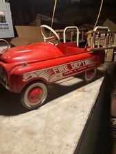 SCARCE ALL ORIGINAL FULL SIZE 1950's AMF FIRE DEPT HOOK  LADDER PEDAL CAR EX 