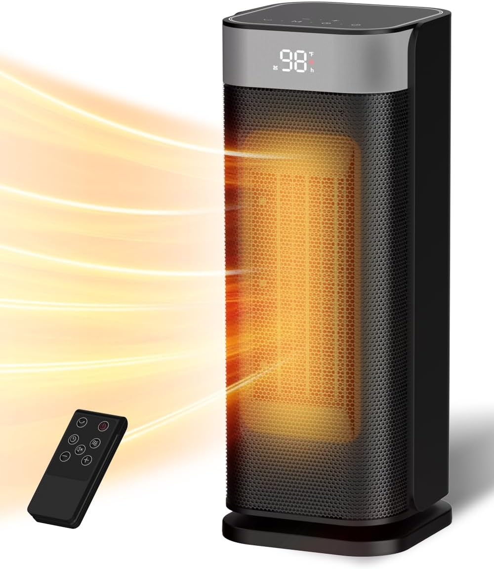 Space Heater for Indoor Use, 1500W Electric & Portable Ceramic Heaters with 80°O