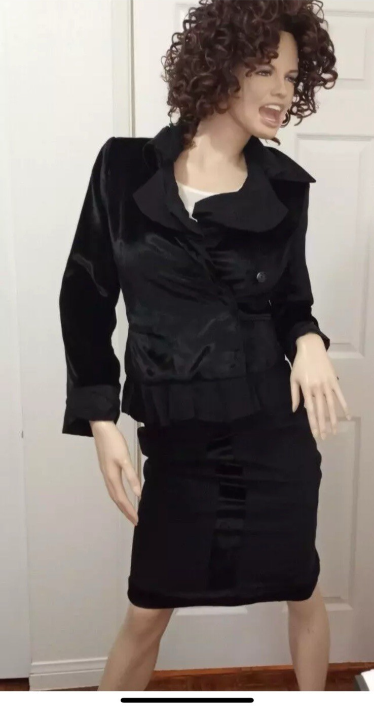 TUTA DONNA YVES SAINT LAURENT RIVE GAUCHE GONNA NERA SETA E RAYON TAGLIA 4 6 NUOVA!