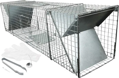 SATIS Extra große Fuchsfalle 150cm XXL Drahtfalle für Waschbär, Marder mit 2 Eingängen