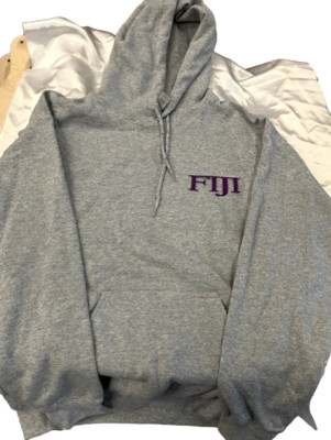 FIJI Phi Gamma Delta Sport Gray Hoodie w/Embroidered Letters sz XL