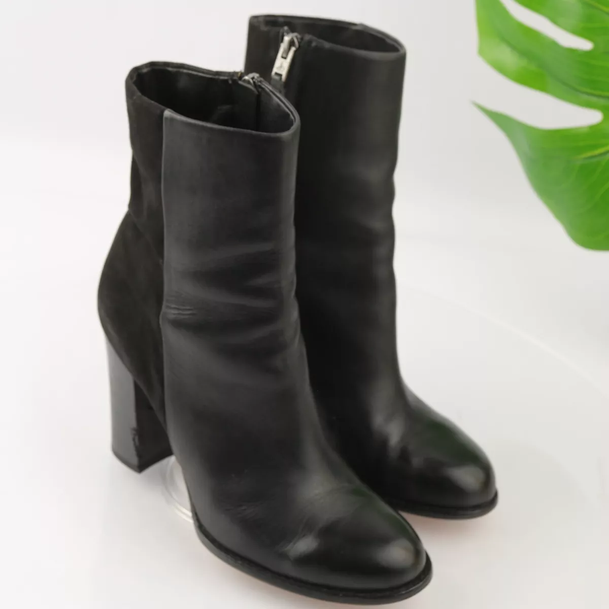 Sam Edelman Women s Reyes Heel Boots Size 9 Block Black Leather