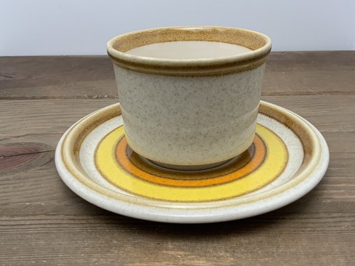 Set of 4 Vintage Mikasa SUN CIRCLES Stone Manor F5819 Cups & Saucers Excellent - Picture 3 of 17