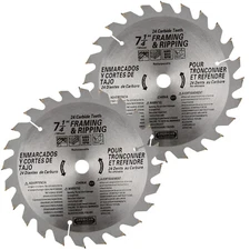 2pc 7-1/4" x 24 Tooth Carbide Tipped Saw Blade for Circular Saw Cutting Wood