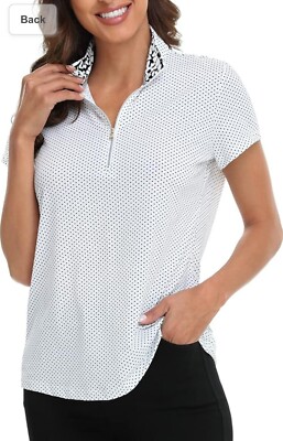 LRD Women's Short Sleeve Golf Polo Shirts UPF 30 Polka Dots