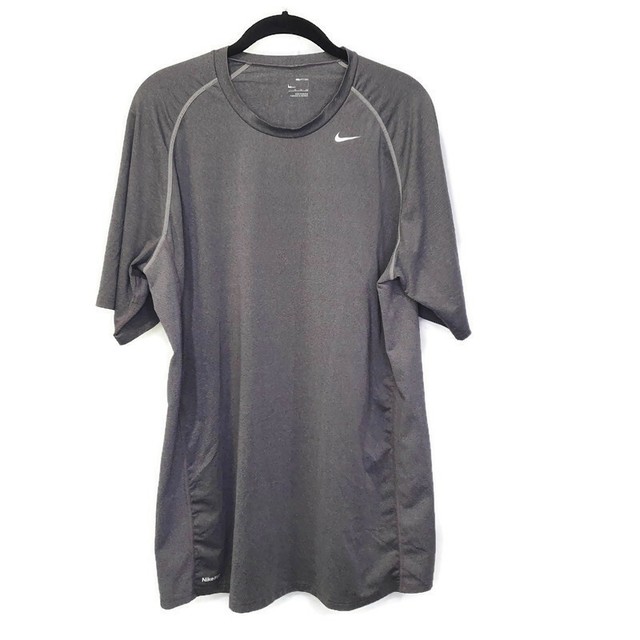 Nike Pro Combat Fit Dry Mens Short Sleeve Compression Shirt Gray
