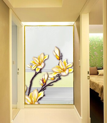 3D Yellow Flower Branch ZHUA44224 Wallpaper Wall Murals Removable Self-adhesive