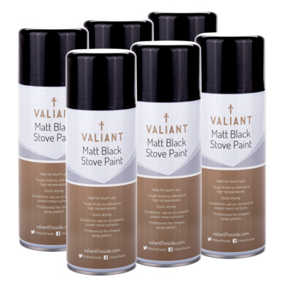 Valiant Matt Schwarz Metall Sprühfarbe für Öfen & Grills - 6er Pack Set
