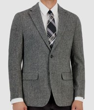 Tommy Hilfiger Men's Black/White Modern-Fit All Wool Sport Coat Size 42L