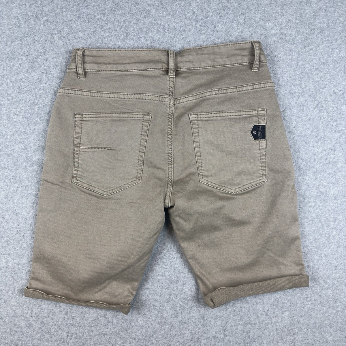St Goliath Mens Airy II Denim Shorts Size 30 Tan Street Wear Ruffled Jean Shorts View 2