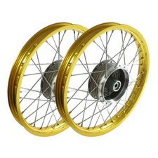 Paar Speichenr&auml;der gold chrom f&uuml;r Simson S51 S50 S70 S53 KR51 Spatz 2,75x16
