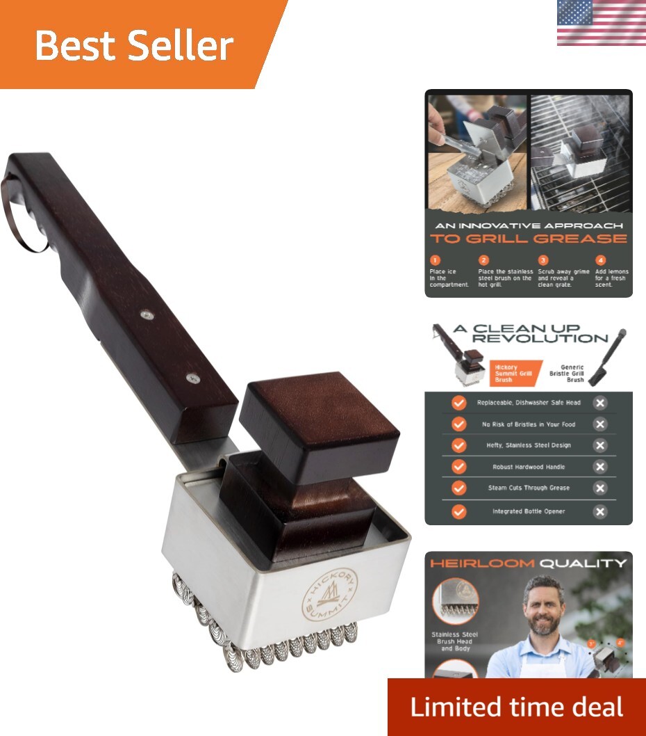 Bristle-Free Stainless Steel Steam Grill Brush for Outdoor Grilling Safety-image