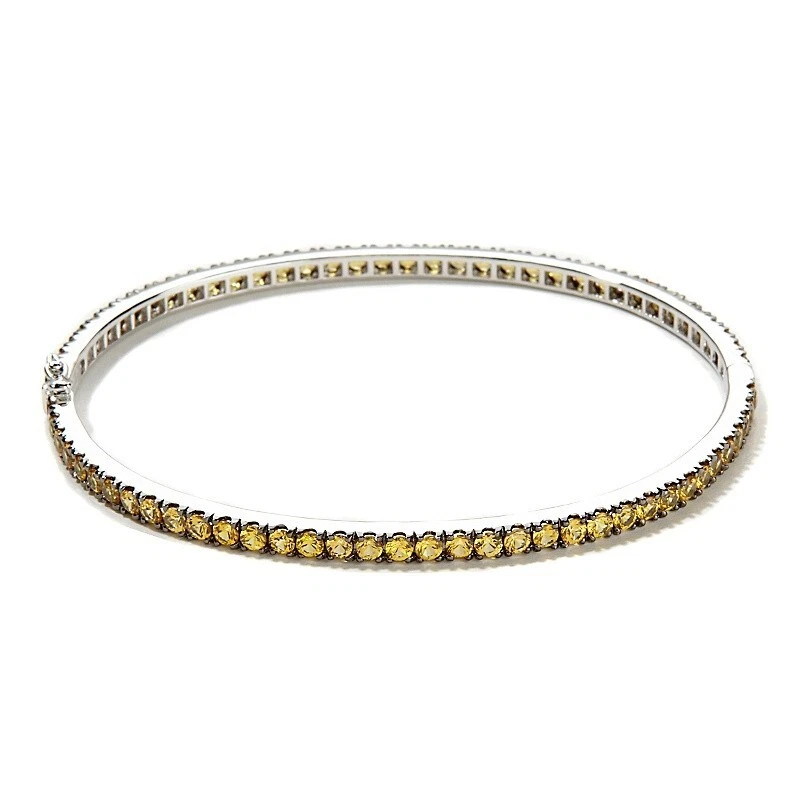 Pulseira articulada de prata esterlina rara com pedra preciosa de safira amarela - Imagem 4 de 4