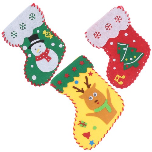 Set of 5 Christmas Stocking Kit Child Hand-made DIY Material Bag Cartoon