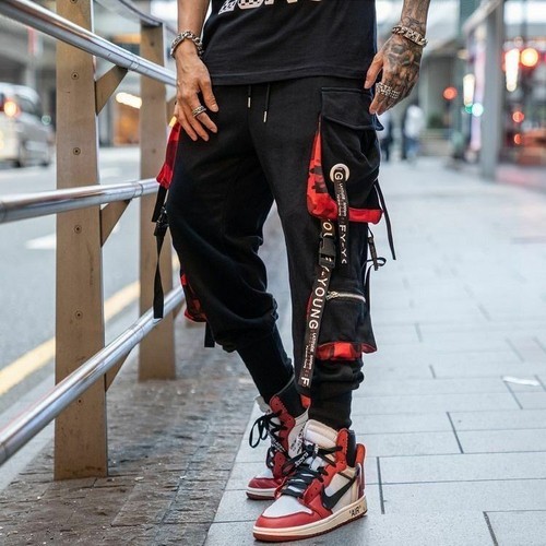 Joggers Pants Mens Pockets Streetwear 