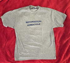 Motorsexual Homocycle Shirt Grey Hanes Beefy Tag LGBT Novelty Size L Made in USA