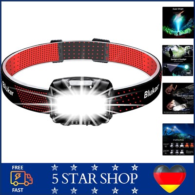 Blukar LED Stirnlampe Wiederaufladbar 2000 Lumen mit 8 Modi Sensor & Rotlicht