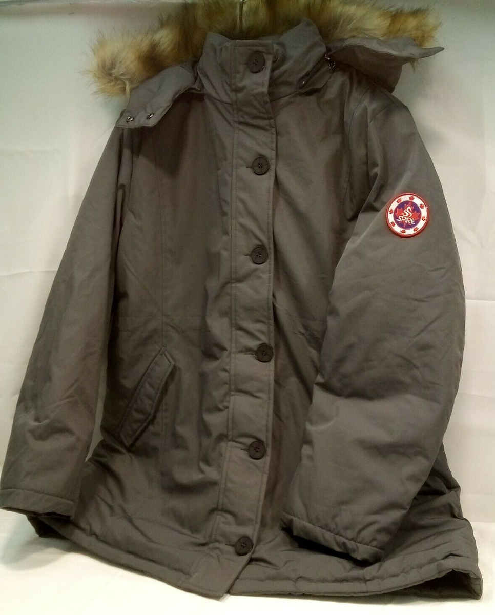 Spire Coat by Galaxy Heavyweight Fur Hooded Winter Parka Jacket: Wm XL  Gray