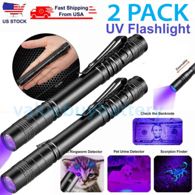 2x UV Ultra Violet LED Flashlight Blacklight Light 395nM Inspection Lamp Torch