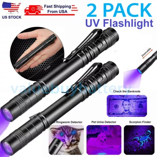2x UV Ultra Violet LED Flashlight Blacklight Light 395nM Inspection Lamp Torch - Picture 1 of 9