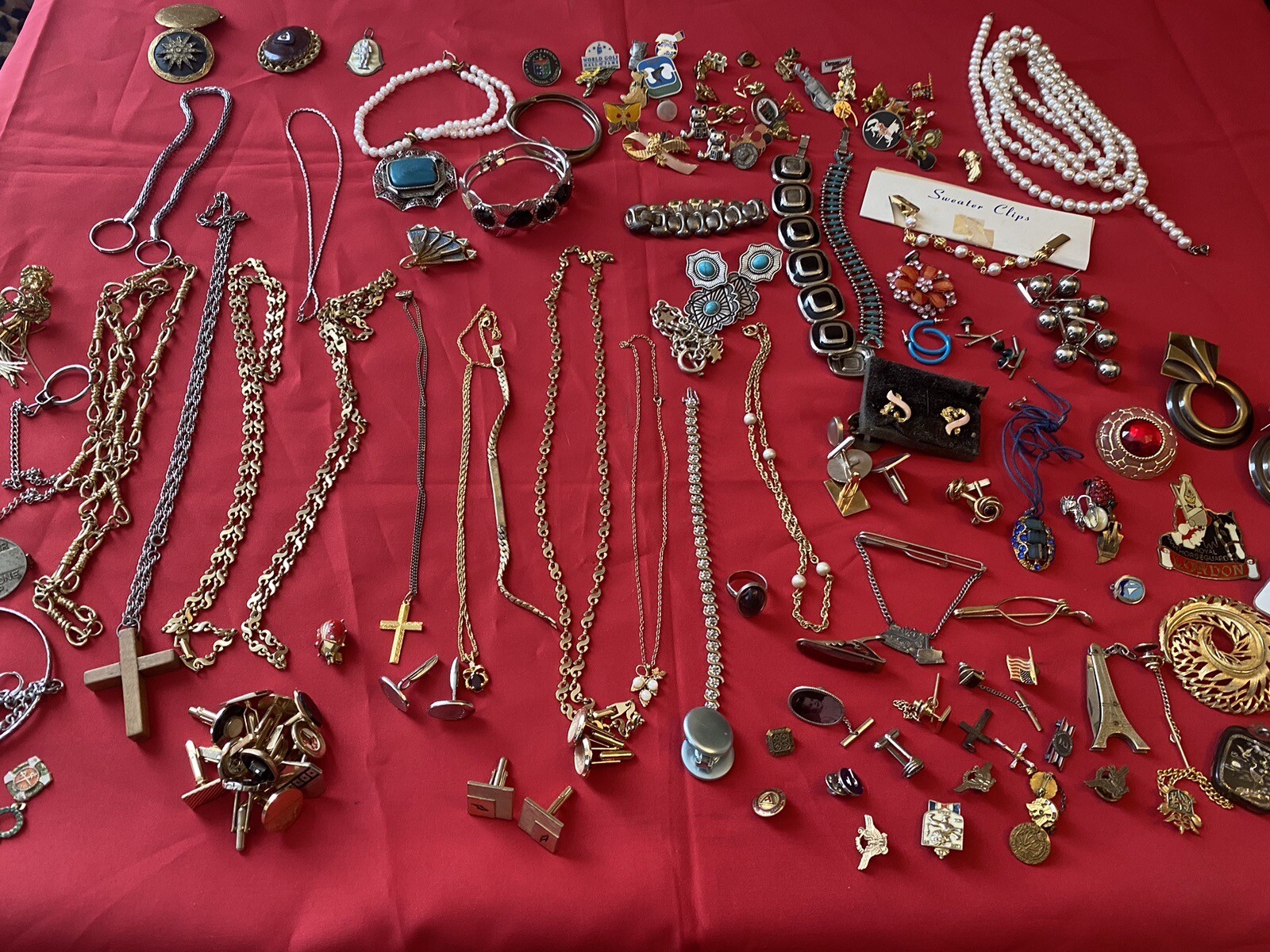 Vtg Mixed Jewelry lot Necklaces Pins Bracelets Earrings Cuff Links eBay