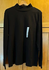 Black Mock Neck XXL Cotton Turtleneck Mockneck Croft & Barrow Size XX L New 16
