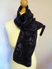 Art Of The Scarf Long Blue Raised Floral Pattern Tie Rack 13 x 51 Inches