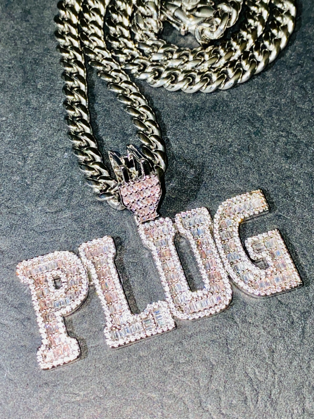 YOUNG PLUG BOSS Iced Icy Silver 14k Men Pendant 6mm Miami Cuban Link Chain image 7