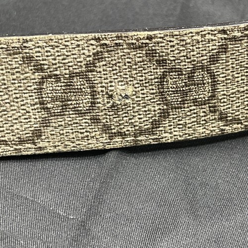 Gucci Calfskin GG Supreme Monogram Reversible Belt 34"-36" Dark Cipria Biege - Picture 7 of 8