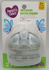 2-Pack Parent's Choice Simplyst Baby Bottle Nipple 3 Months Medium Flow