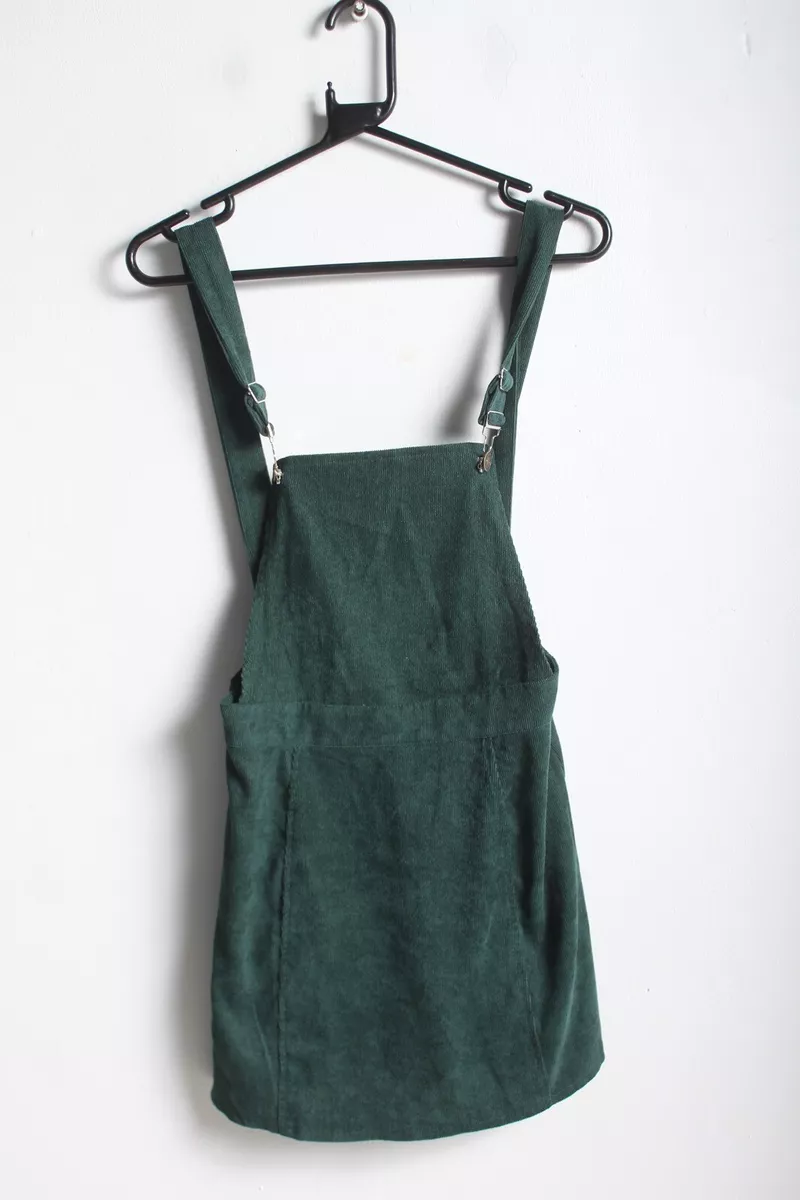 Green cord top dungaree dress