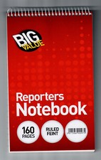 2 x  Shorthand/Reporters books 160 pages each spiral bound Feint ruled Big Value